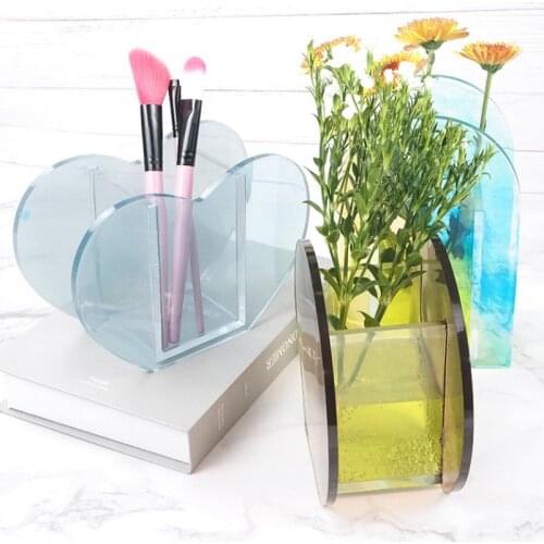 DIY Heart Vase Glossy Decor Storage Box Silicone Mold Charms Handmade Epoxy Resin Jewelry Fillings Accessory Gift Mould Craft