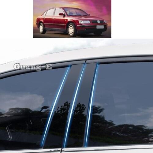 For VW Volkswagen Passat B5 2002 2003-2005 Car PC Material Pillar Post Cover Door Trim Window Piano Black Molding Sticker Plate