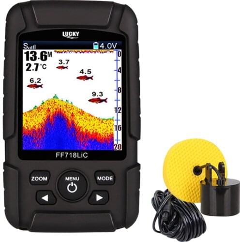 LUCKY FF718LiC-T Portable Fish finder 0.6-183M 328ft Sensor 200kHz Sonar Frequency color lcd display use for fish fishing finder