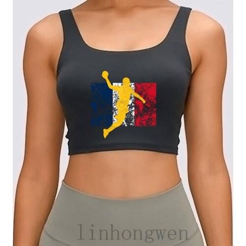 Handball France Throwing Gift Women Tank Top Casual Spring Autumn Letter Round Neck Famous Cotton Customize Clothing Crop Top