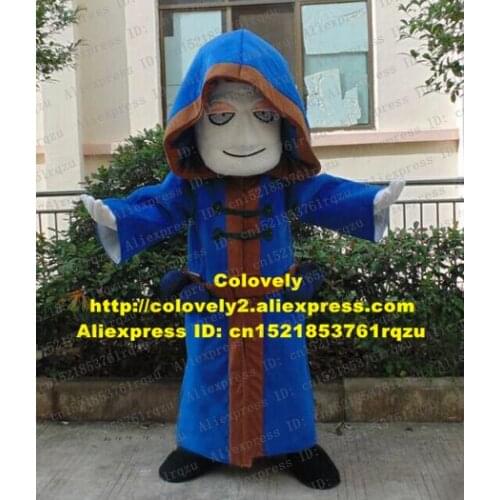 Interesting Sorcerer Wizard Necromancer Warlock Witch Sorceress Carlin Mascot Costume Adult Face White Cloak Was Blue ZZ3713