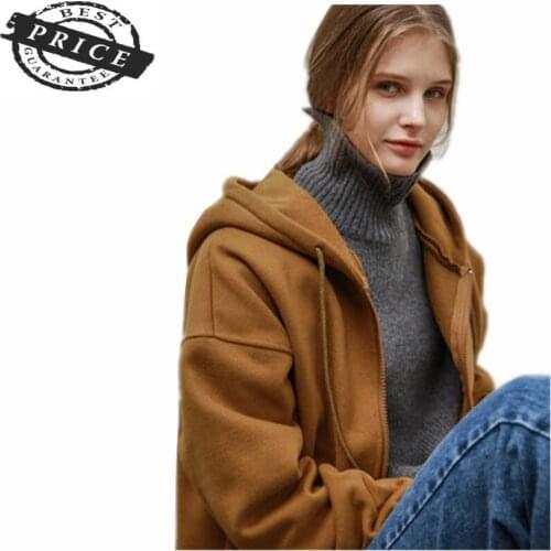 2021 Newest Fashion Womens Loose Korean Style Sweatershirts Casual Zip-up Tops Female Streetwear Hooded Hoodies LWLa53