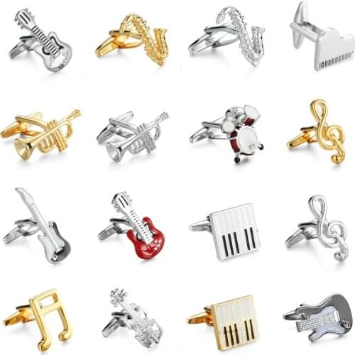 Brass material high quality craft music symbol music equipment modeling Cufflinks fashion mens French shirt cuff Cufflinks