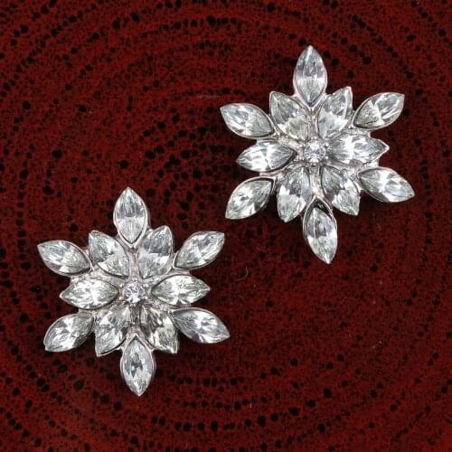 50pcs/lot 28MM 2Colors Silver DIY Bling Metal Rhinestone buttons for craft Clear Decorative Flatback Crystal buttons For Wedding