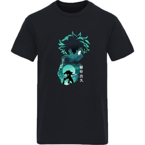 My Hero academy Short Sleeve Cotton Mens T shirt Fashion Streetwear Clothing Tees Male Casual S-3XL Black 2020 Ropa De Hombre