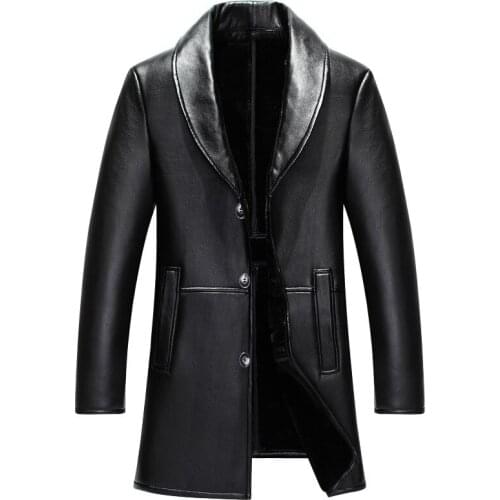 Fox Fur Collar Natural Real Genuine Leather Jacket Men Wool Liner Tops Winter Mens Sheepskin Coat Plus Size 4xl ZT5011