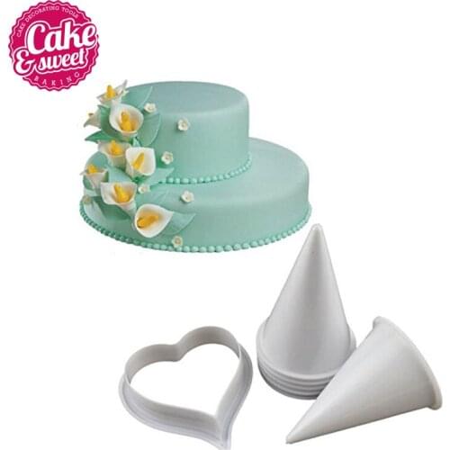Cake Flower Making Kit Gumpaste Flowers & The Easiest Calla Lily Former Cutter Sugarcraft Decorating Set of 7 Cake Tools Mold