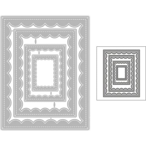 2020 New Hot Basic Rectangle Frame Border Nesting Background Edge Wave Metal Cutting Dies and For Scrapbooking Foil No Stamps