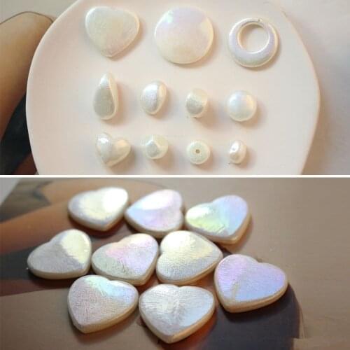 New 40pcs/lot geometry Polygon/rounds/hearts shape Imitation shell resin beads diy jewelry earring/bracelet pendant accessory