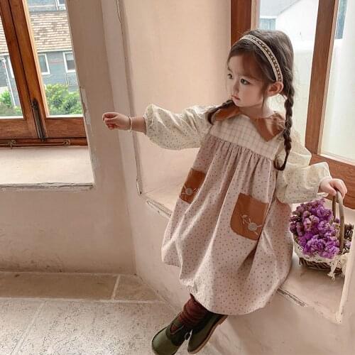 MILANCEL 2021 Autumn New Kids Dress Embroidery Dress for Girl Long Sleeve Girls Clothes