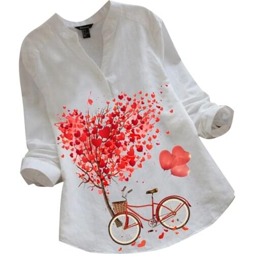 Plus Size Women Casual Flower Print Long Sleeve V-neck Blouse Button 2021 Fashion Women Blouses Shirt Blouse Female Blusas Mujer