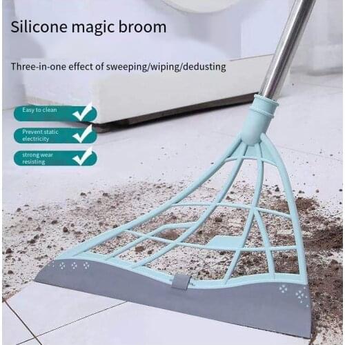 Rubber Broom Hand Push Sweeper Magic Broom Floor Wiper Squeegee for Floor Cleaning Floor Squeegee Sweeping Brush Pet Hair Broom