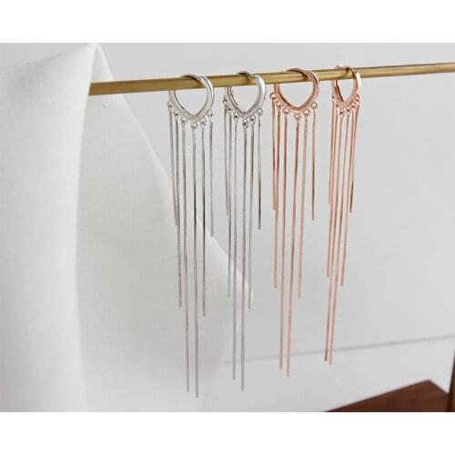 Silvology 925 Sterling Silver Snake Chain Heart Long Tassel Earrings Rose Gold French Drop Earrings for Women 2019 Party Jewelry