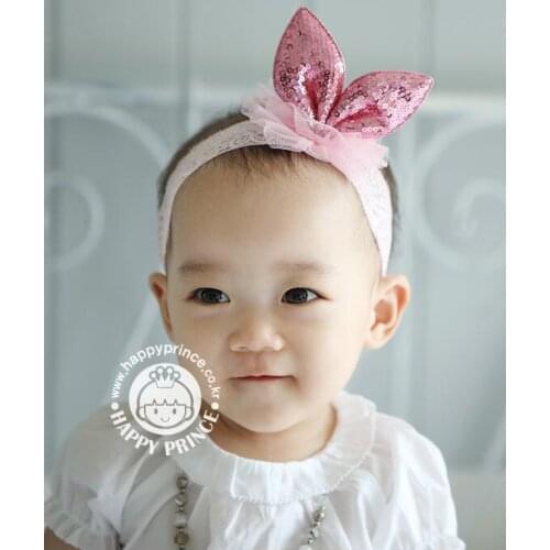 Lace Turban baby girl headband Infant hair Tie bow newborn Headwear tiara headwrap Toddlers bandage Ribbon Rabbit bunny ear