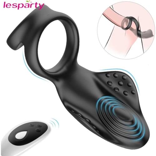 Dual Cock Ring Vibraror for Men Chastity Belt Penis Massager Automatic Mens Masturbator Remote Control Male Prostate Massager