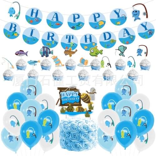 1set Angling Latex Balloons Retire Retirement Theme Party Ballons Fish Fishing Rod Hobby Happy Birthday Decoration Kid Adult Toy