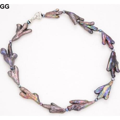 GuaiGuai Jewelry 19" Black Keshi Pearl Chokers Necklace For Women