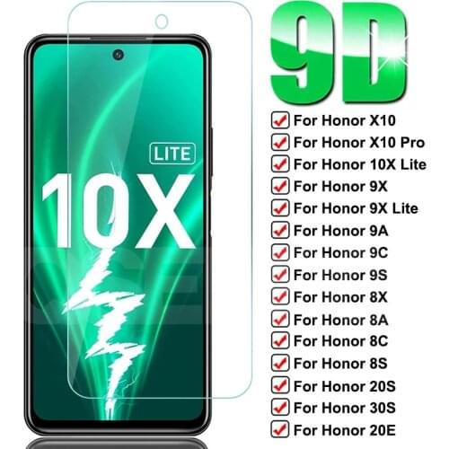 9D Protective Glass For Honor 10X 9X Lite X10 9A 9C 9S Screen Film Honor 8X 8A 8C 8S 20S 30S 20E 30i 20i 10i Tempered Glass
