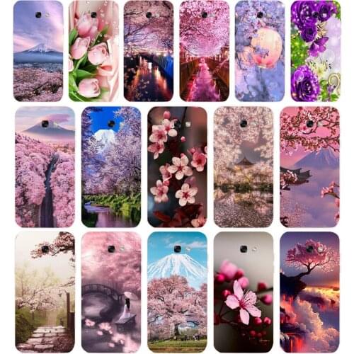 09 Fuji cherry blossom Soft Silicone Tpu Cover phone Case for Samsung Galaxy A5 2015 2016 A7 2017 A8 Plus A9 2018 A80