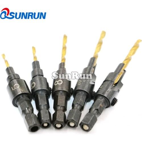 1Set woodworking hole opener hex handle hardware tool countersunk bit countersunk head drill hole drilling