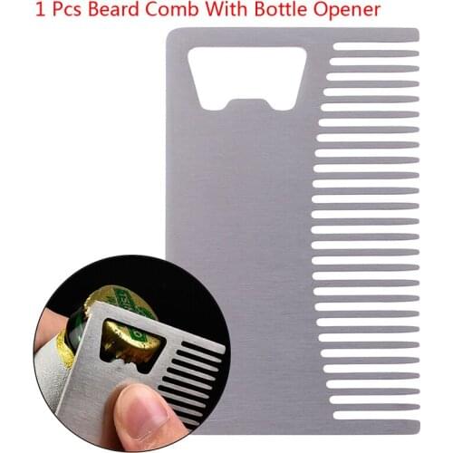 1pc Stainless Steel Beard Comb Portable Mustache Hair Beard Care Comb With Bottle Opener Beard/Hair Styling Tool