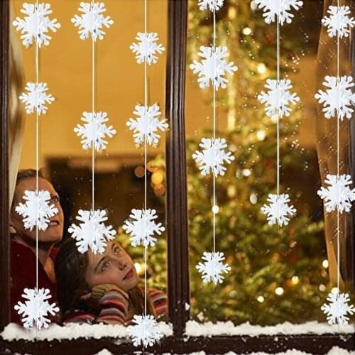 12PCS Christmas Hanging Snowflake Garland Pendant Winter Party Wonderland Birthday New Year Party Home Store Window Decorations
