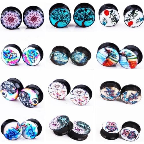 TIANCIFBYJS 2pcs Acrylic Ear Gauge Plugs Body Piercing Screw Plugs and Tunnels For Ears 00 Gauge Stretchers 0g Earrings Tunnels