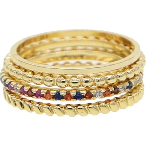 4 Pcs/set Crystal Zircon Gold color band Ring Set 2019 Vintage Bohemian Women Engagement Party Ring Set Jewelry