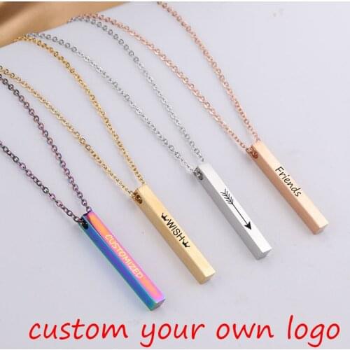 4 Sides Your Own Text Bar Necklace Roman Numberals Coordinate Gifts Free Shipping