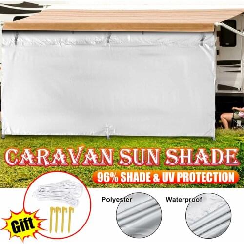 4x1.7M Caravan Privacy Screen Car Side Awning Rooftop Tent Sun Shelter Shade SUV Camping Canopy Outdoor Tents Accessories Kit