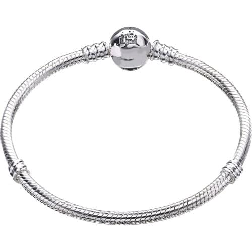 Ajax 100% 925 Sterling Sliver Bangle Snap Clasp Jewelry Fit European Charm Bracelet for Women DIY Jewelry