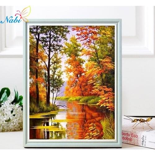 Nabi 5D Diamond Painting Full Square & Round Diamond Mosaic Landscape Diamond Embroidery Sale Autumn Scenery Gift Art
