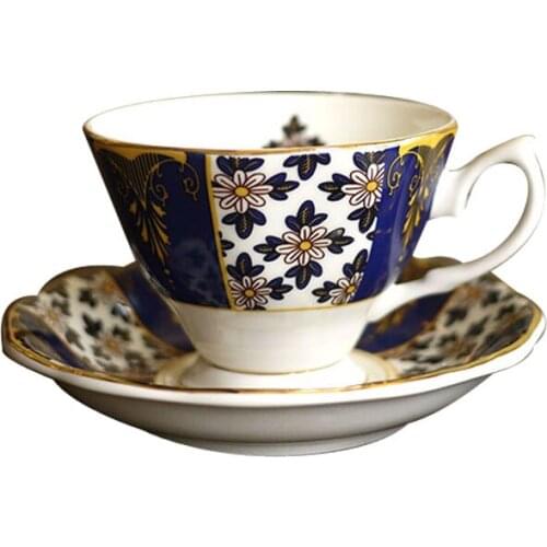 English Palace Style Bone China Coffee Cup And Saucer Party Tea Cups Mug Dessert Plate Home Drinkware