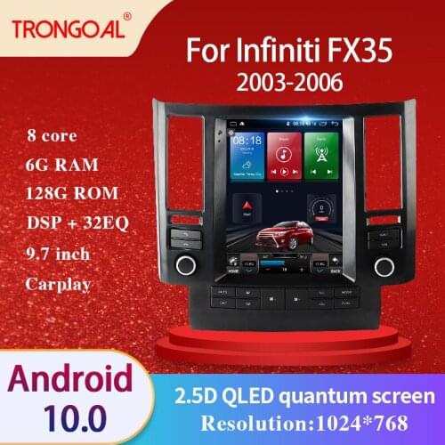 Car Radio DVD Player For Infiniti FX35 2003 2004 2005 2006 Android 10.0 Caprplay DSP IPS GPS Multimedia Navigation Video WIFI