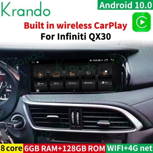 Krando Android 10.0 10.25'' Car stereo with screen for Infiniti QX30 Q30 2013-2018 car audio system with touch screen BT carplay