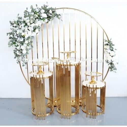 No big circle )New style Wholesale Round Wedding Decoration gold mental Wedding Arch plinth stand no Backdrop Stand senyu2339