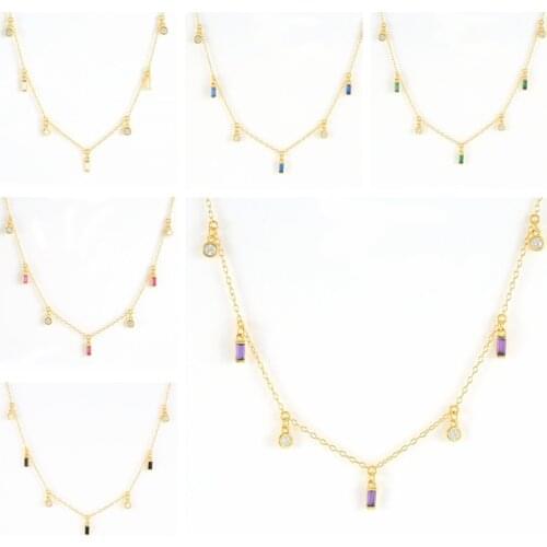 BOAKO One Piece Necklace For Women Rectangular Zircon Chain Around Neck Collares Para Mujer Bijoux Femme Vintage Collares Goth