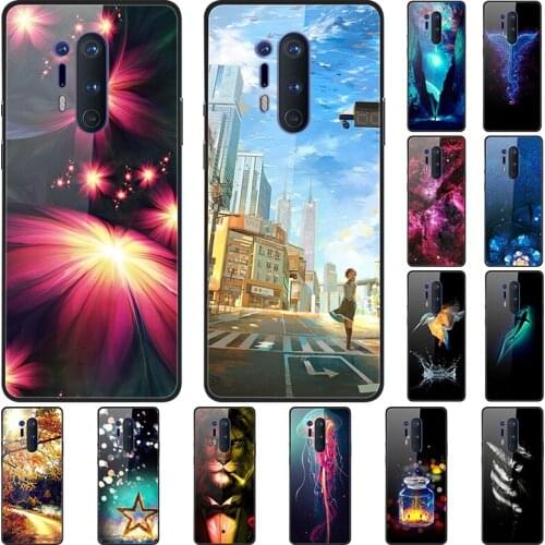 Case For Oneplus 8 Pro Back Phone Cover Black Silicone Bumper With Tempered Glass Series 1