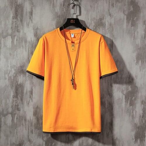 Colors Plus Size Men Yellow Tshirts 100% Cotton Small Solid Tops Short Sleeve White Comfortable O-neck T-shirt Men Dropshipping