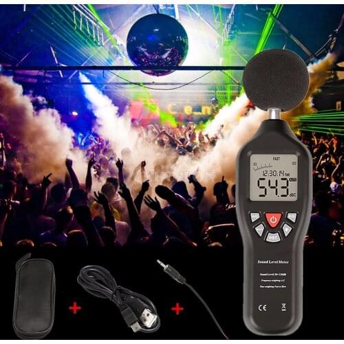 DHL 20PCS 30 To 130dB LCD Digital Sound Level Decibel Meter Tester Noise Measurement Tools (Color: Black)