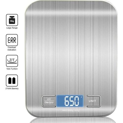 10Kg Kitchen Scale Stainless Steel Weighing Scale Food Diet Postal Balance Measuring LCD Electronic Scales