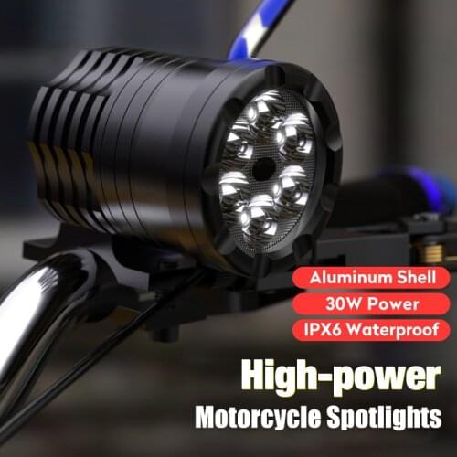 Motorcycles Headlight 6LED Working Spot Light 30W Motorbike Fog Lamp 1800LM Motorcycle Spotlight IPX6 Waterproof 12V-80V