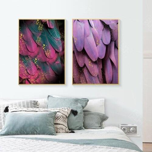 Purple Feather Art Canvas Painting Print And Poster Minimalist Wall Art Painting Decorative Picture Modern Home Decor No Framed