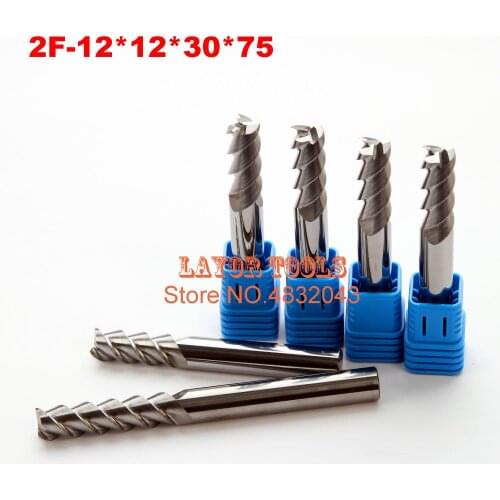 2 Flute 2F*12*12*30*75 CNC tool tungsten alloy milling cutter special flat aluminum alloy cutter aluminum alloy milling cutter