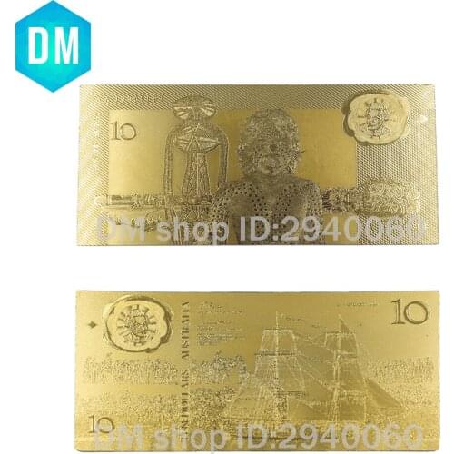 Hot Sale Normal Gold Banknote AUD 10 New Federation Normal Gold Plated Paper Money Decrtion Gift