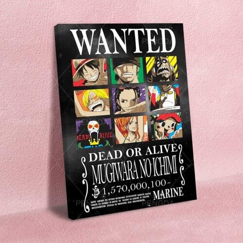 Canvas HD Printed One Piece Wanted Painting Wall Art Main Character Poster Home Decor Classic Anime Modular Picture For Bedroom