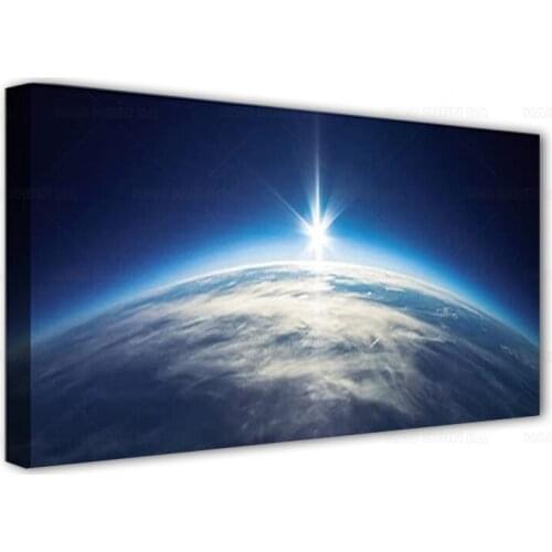 Blue Universe Earth Pictures Paintings Canvas Poster Wall Art Prints for Living Room Bedroom Office Home Decorations