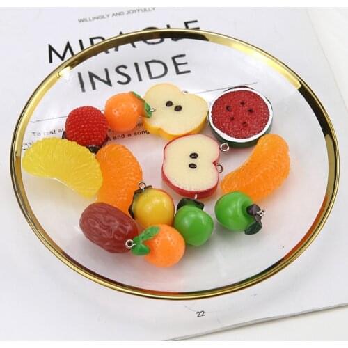 Kawaii 3D Colorful Fruit Resin Charms 40pcs/Lot DIy Jewelry Findings Ornament Accessories Necklace Earring Bracelet Pendants