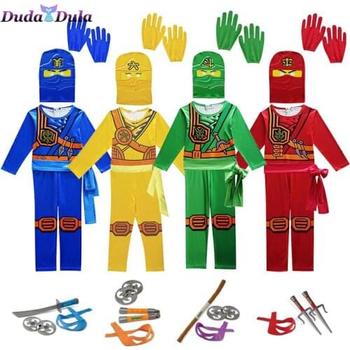 Ninja Cosplay Costumes Boys and Girls Jumpsuit weapon Set cosplay anime childrens fantasy Halloween Christmas Party clothes