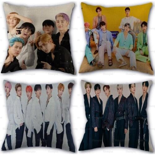 Nice MONSTA X KPOP Pillowcase Cotton Linen Fabric Square Zipper Pillowcase New 45X45cm Wedding Decorative Pillow cover 0512